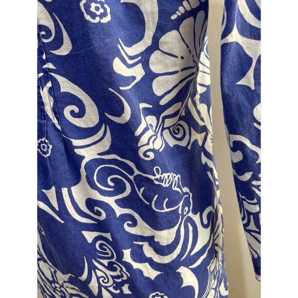 Lilly Pulitzer Sarasota Beaded Tunic Womens S Blue Shell Print - Picture 5 of 9